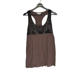 Matty S Brown Heavier Weight Sequined Racerback Tank S